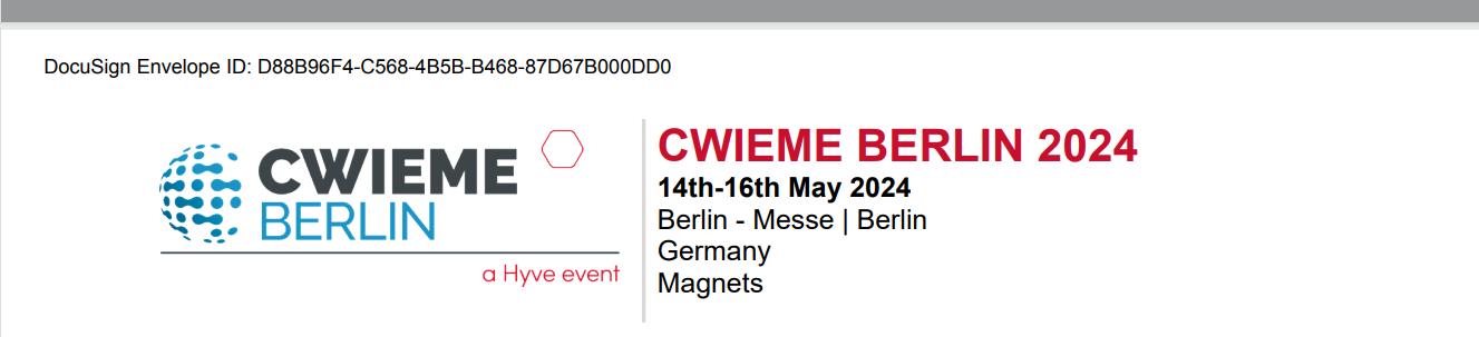 CWIEME BERLIN 2024 14th-16th May 2024